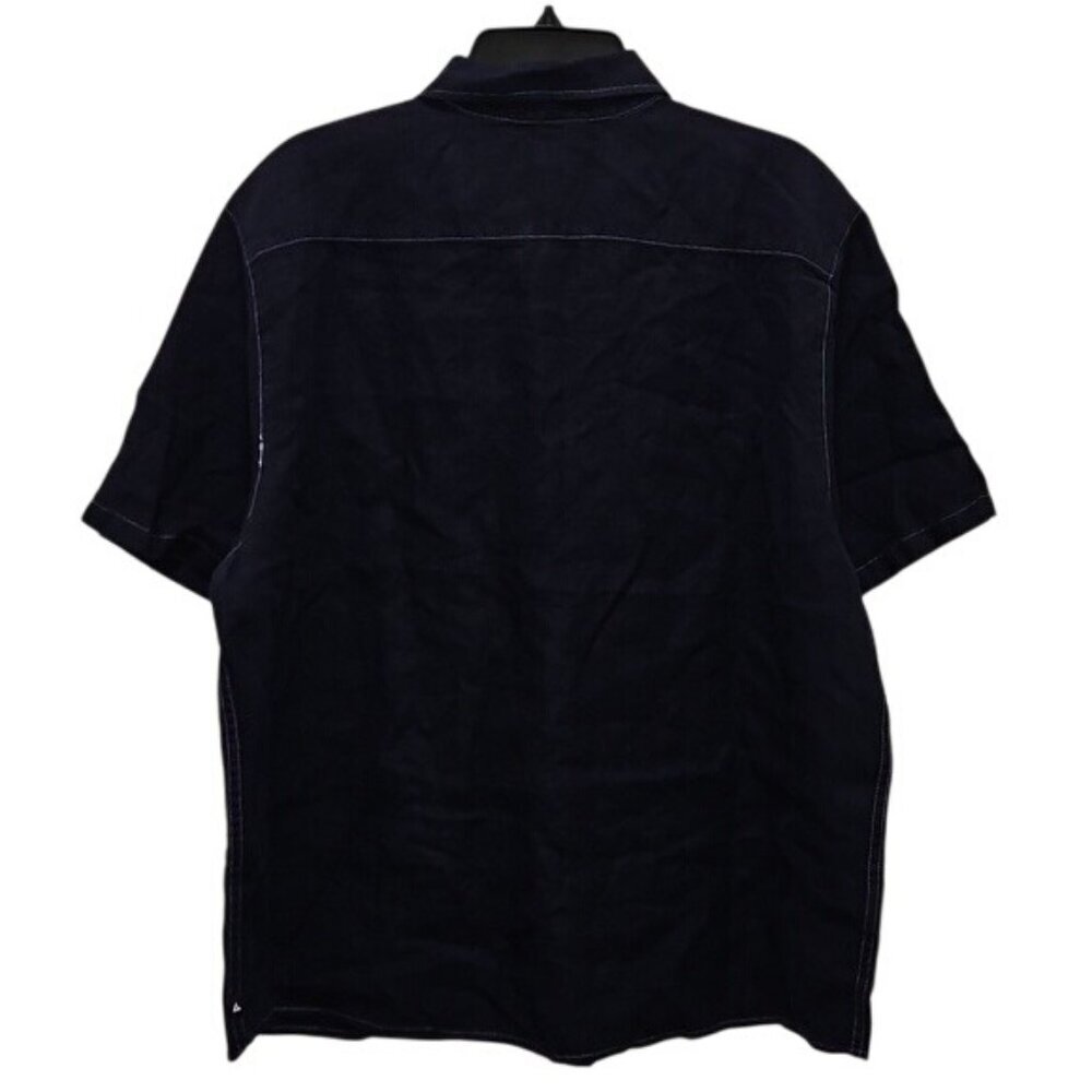 American Giant 100% Linen Button Up Casual Short Sleeve Collared Shirt XL New - Picture 4 of 5
